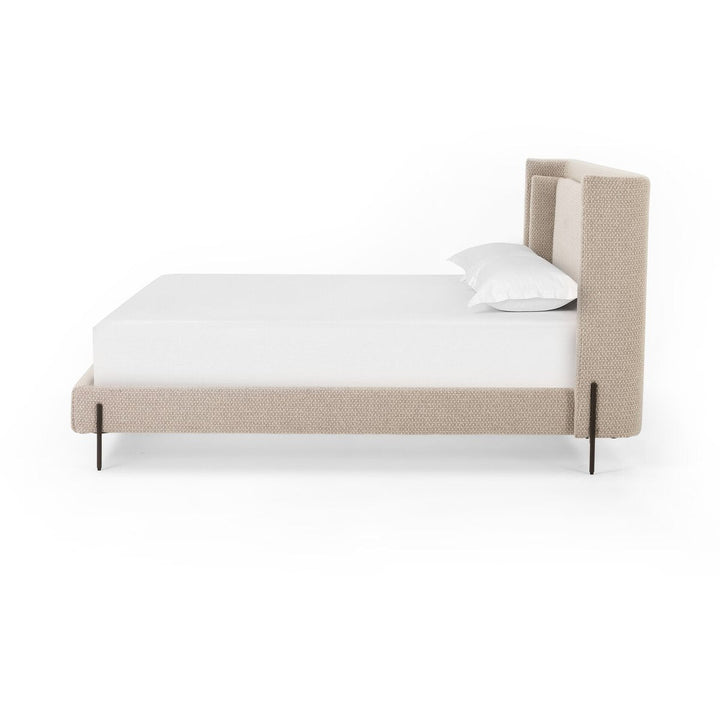 Dobson shelter-style bed with multi-dimensional headboard design