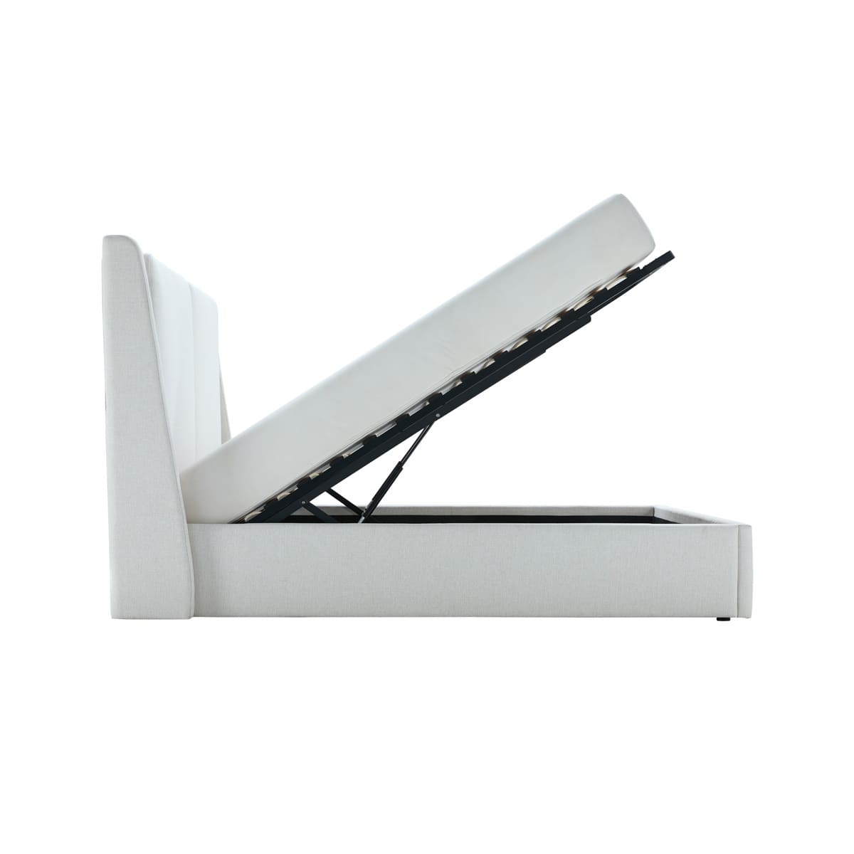 Grayson storage bed hydraulic lift mechanism with sturdy metal frame and wooden slats
