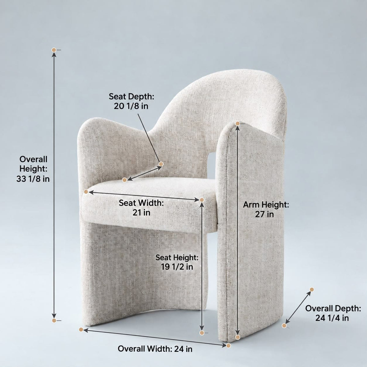 Kove Tweed Upholstered Dining Armchair
