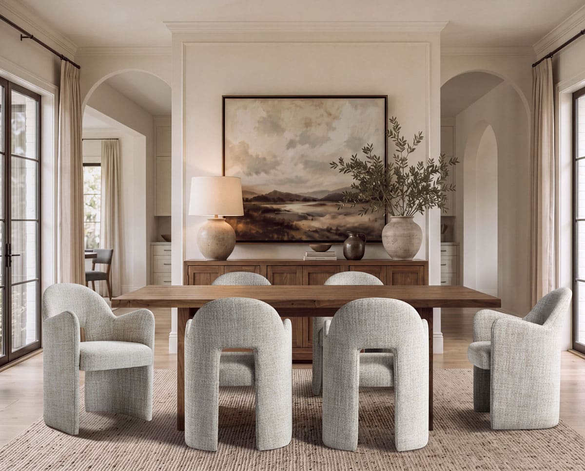 Kove Tweed Upholstered Dining Armchair