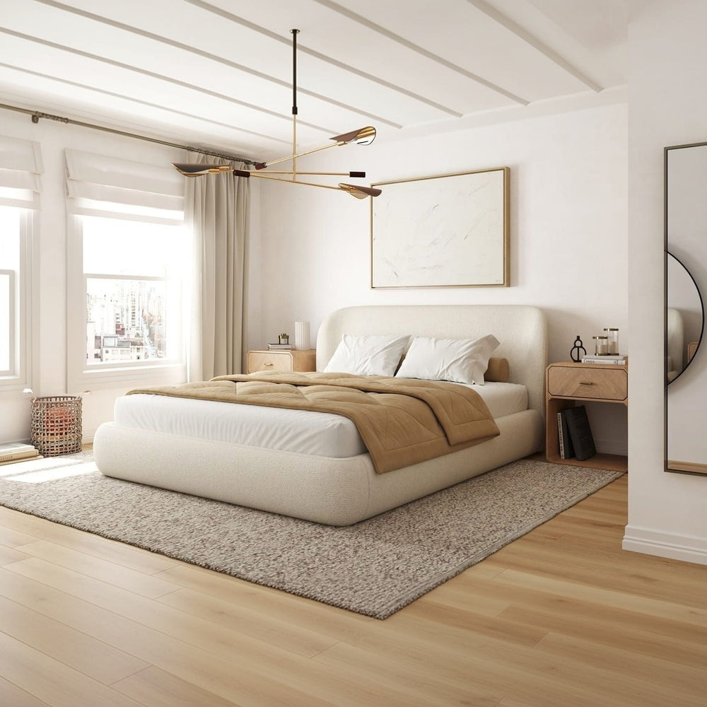 Lula Storage Bed with curved headboard - modern upholstered bedroom furniture