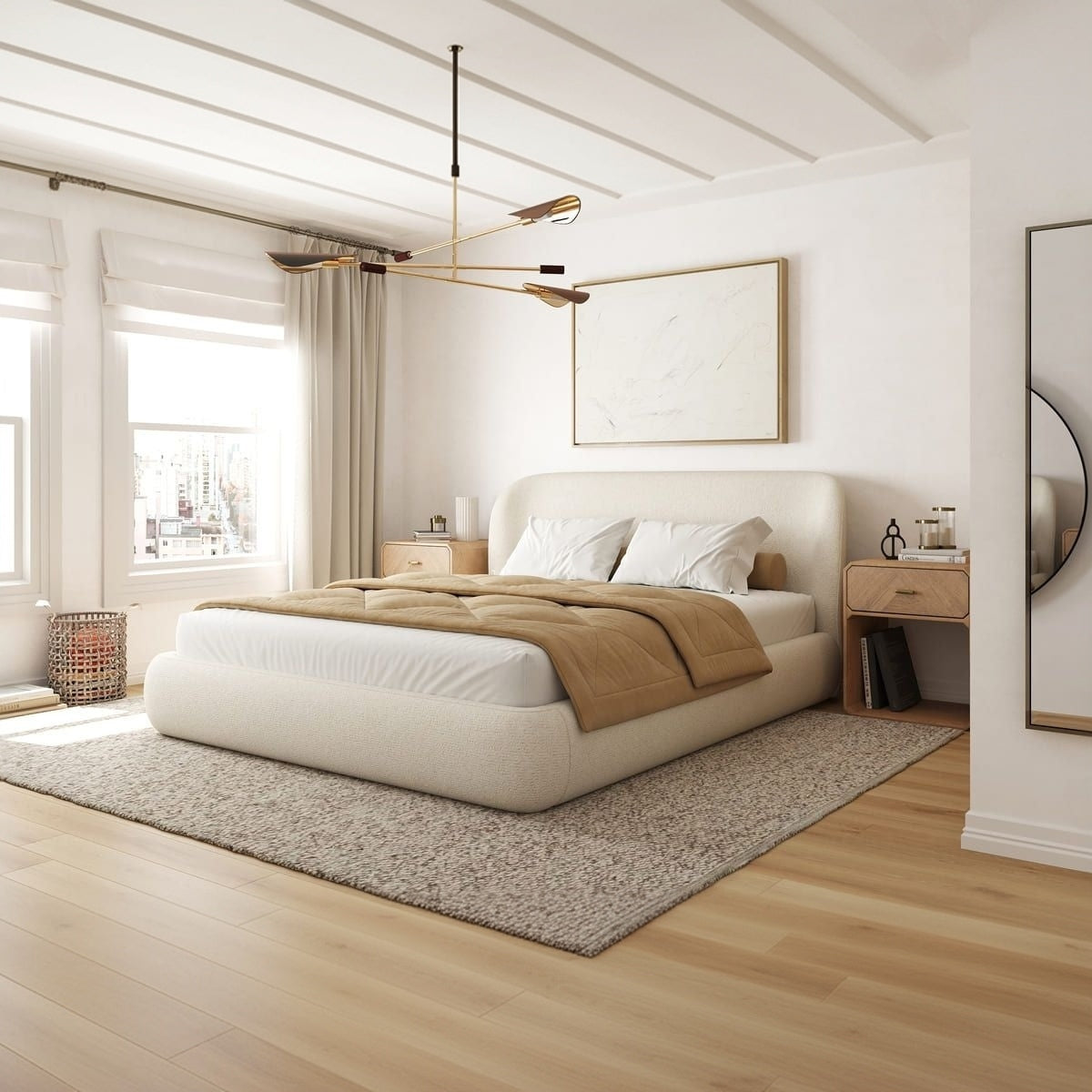 Lula Storage Bed with curved headboard - modern upholstered bedroom furniture