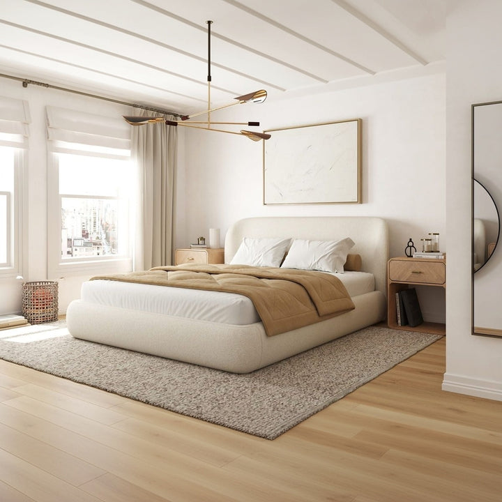 Lula Storage Bed with curved headboard - modern upholstered bedroom furniture