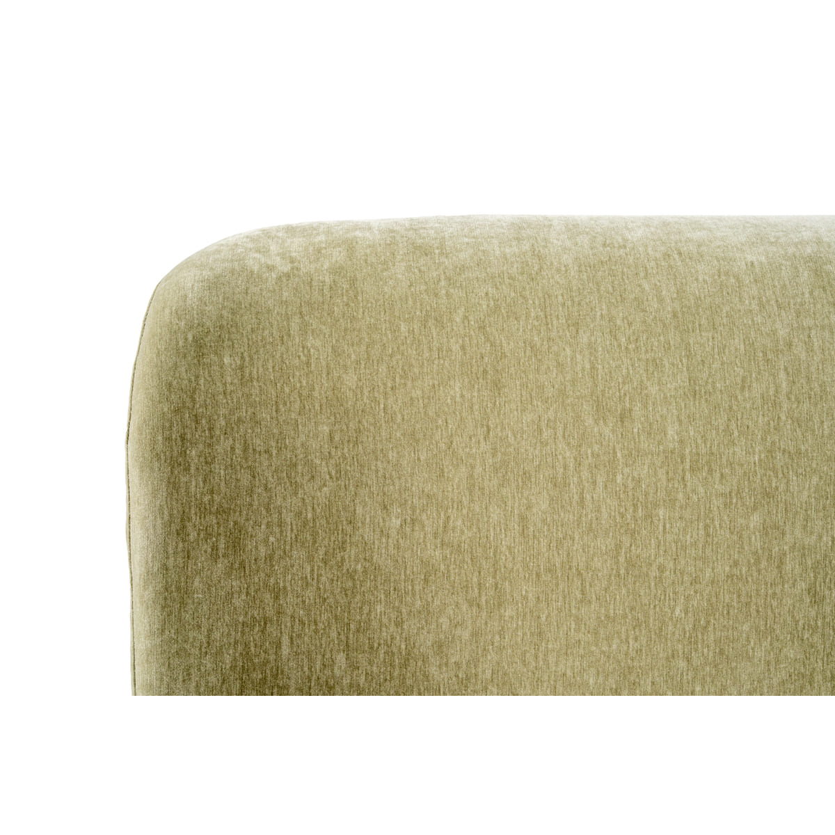 Close-up of a textured green fabric surface on a white background