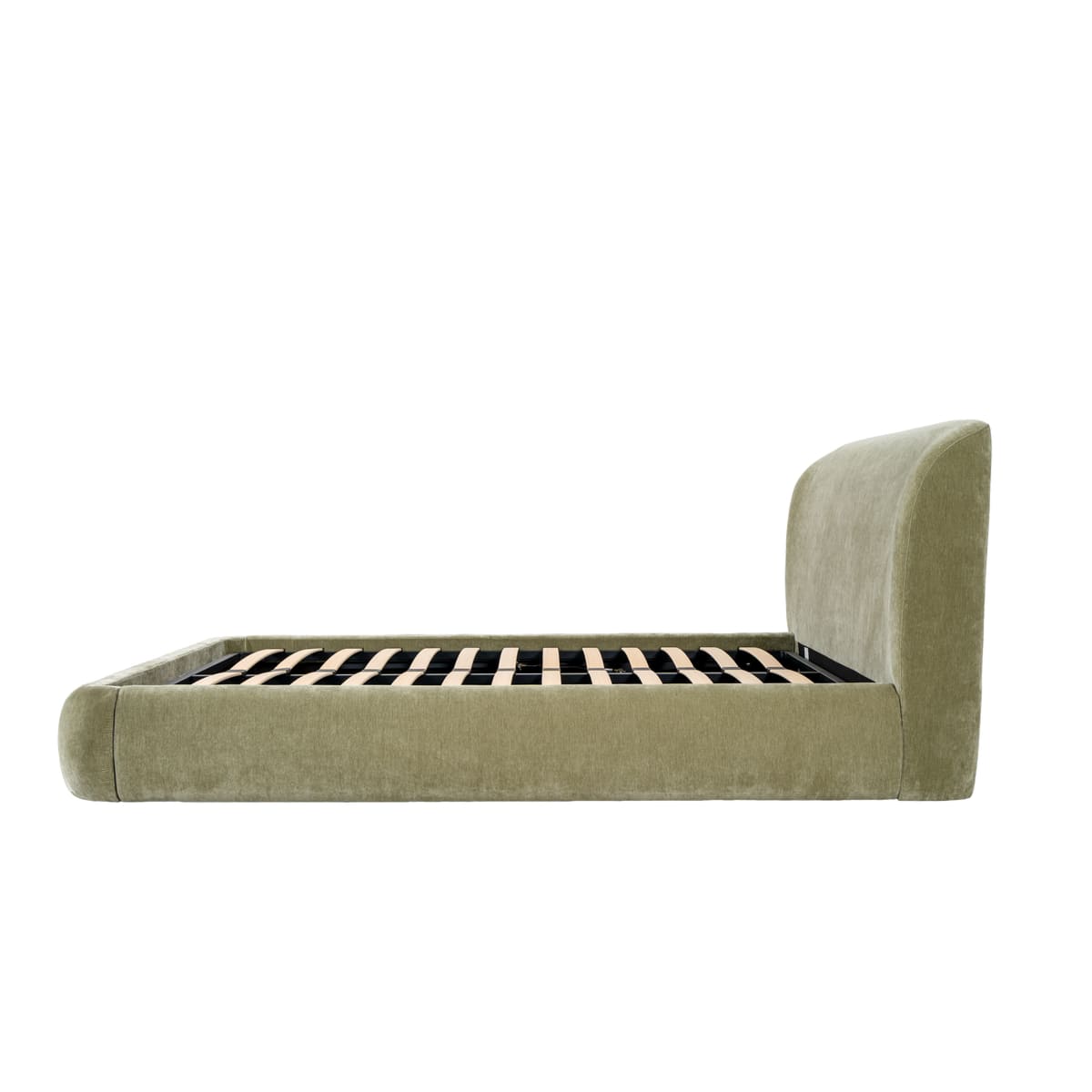 Side view of Lula Storage Bed - curved edges and clean lines