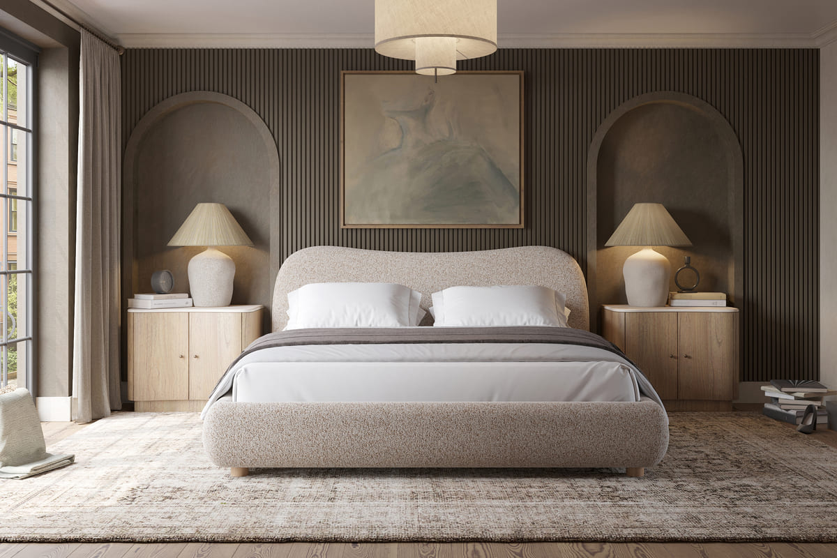 Oliver Bed dimensions display - king and queen size options