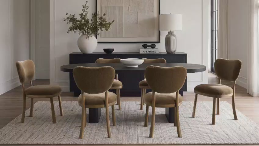 Vane Chenille Upholstered Dining Chair with Solid Oak Frame