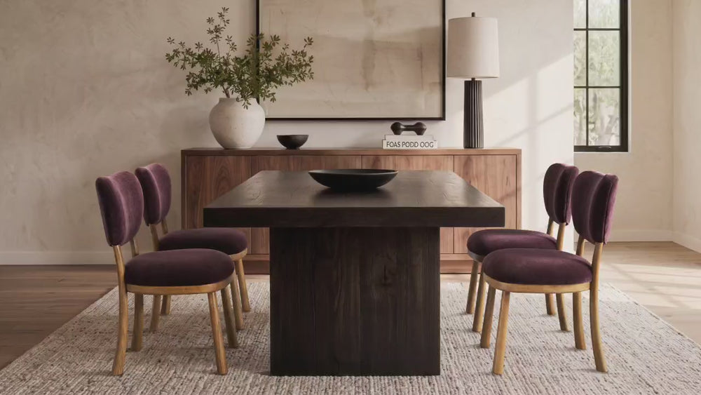 Vane Chenille Upholstered Dining Chair with Solid Oak Frame