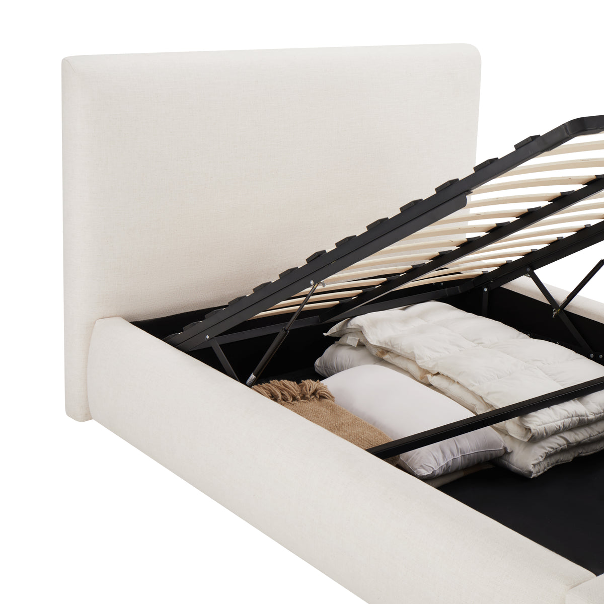 Noelle Storage Bed — Lift-up Storage, Linen Fabric