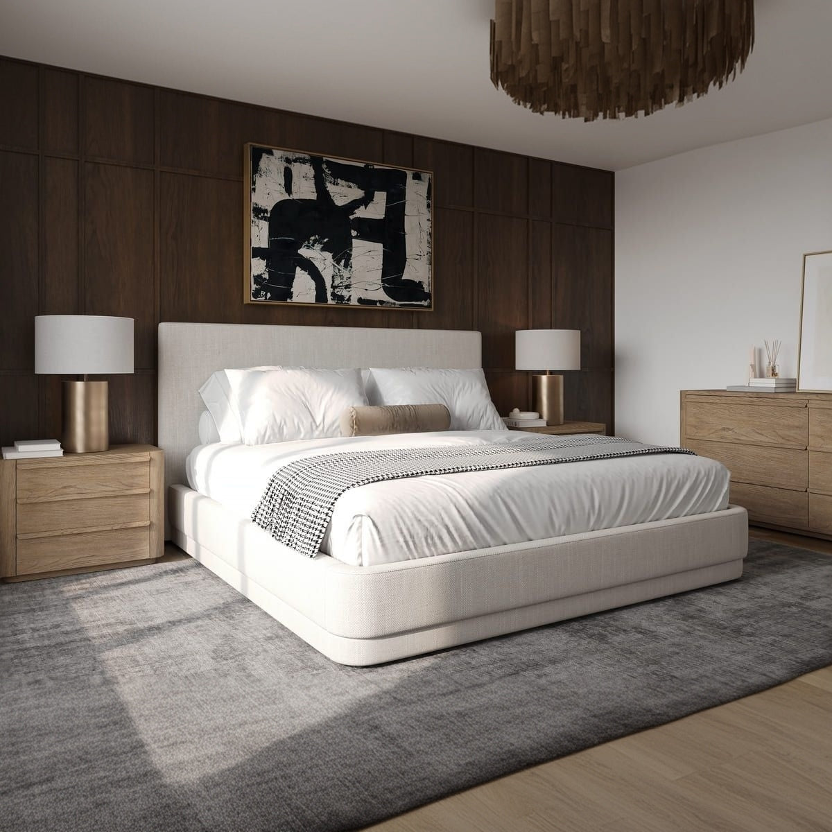 Serene Bed – Minimalist Linen Upholstered