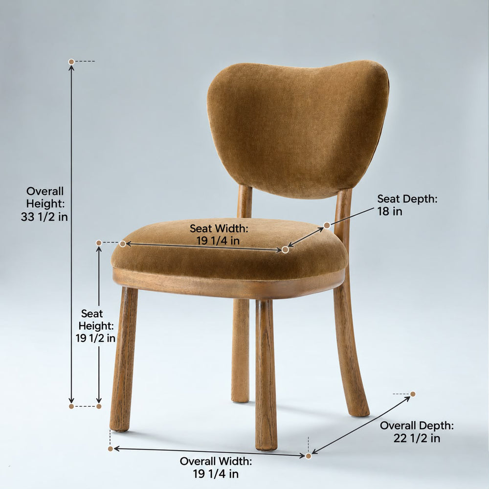 Vane Chenille Upholstered Dining Chair with Solid Oak Frame
