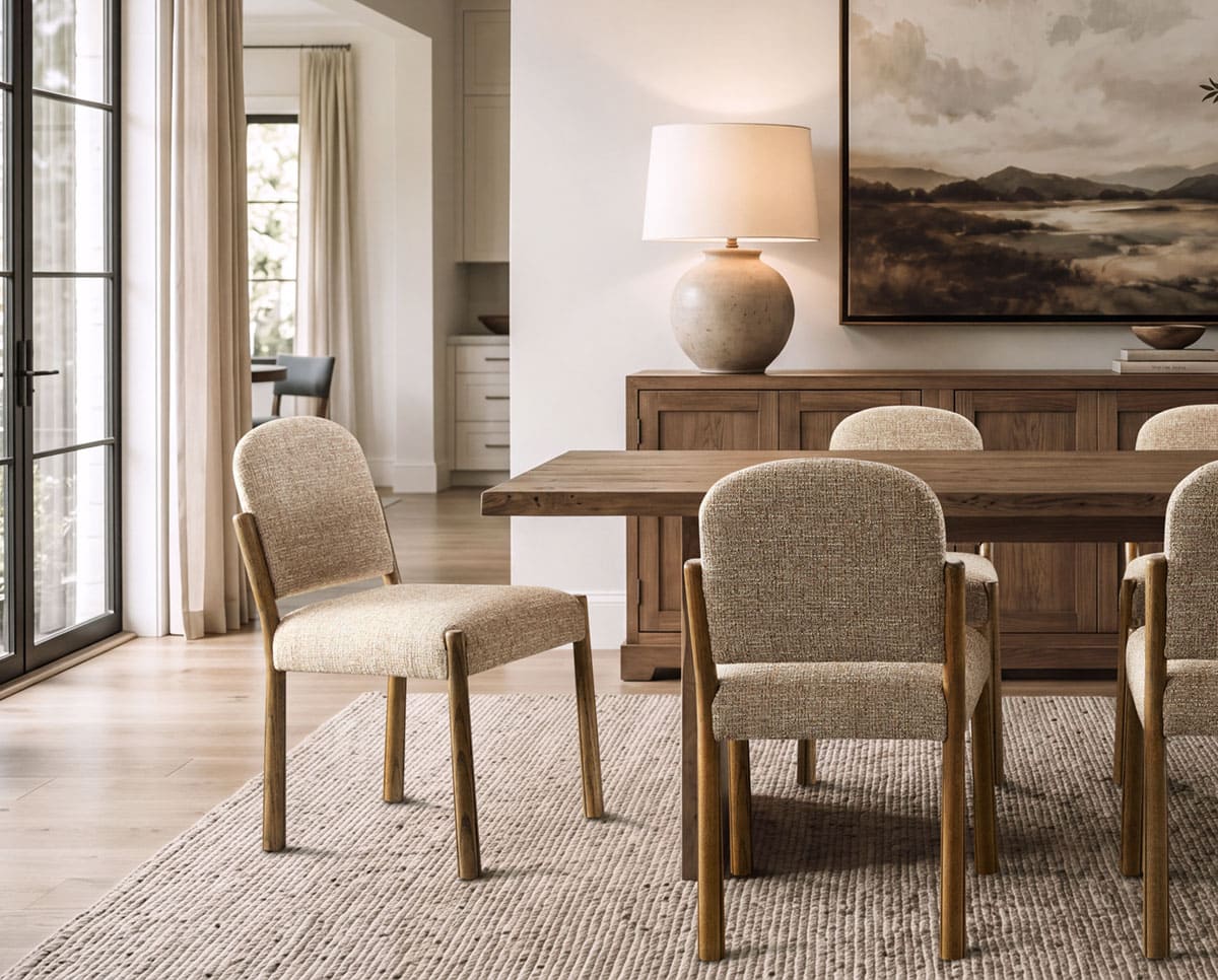 Zane Upholstered Dining Chair with Solid Oak Frame