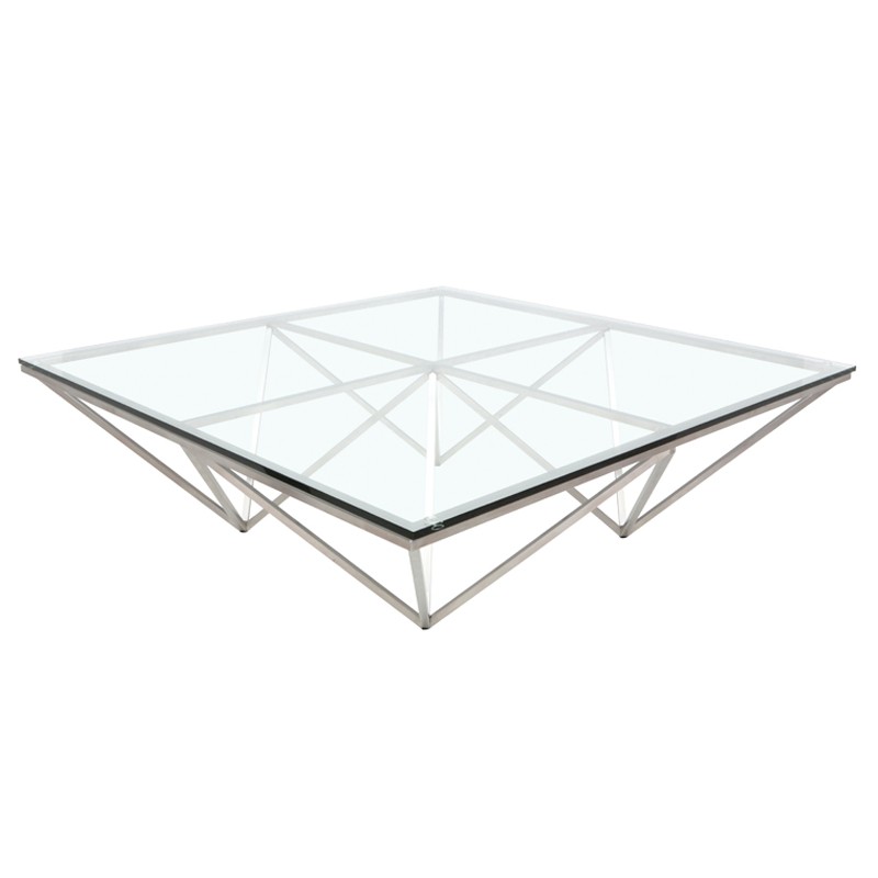 Origami Coffee Table Silver Glass