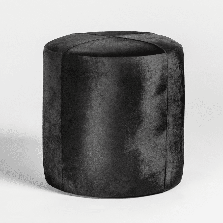 St Francis Small Leather Ottoman Black