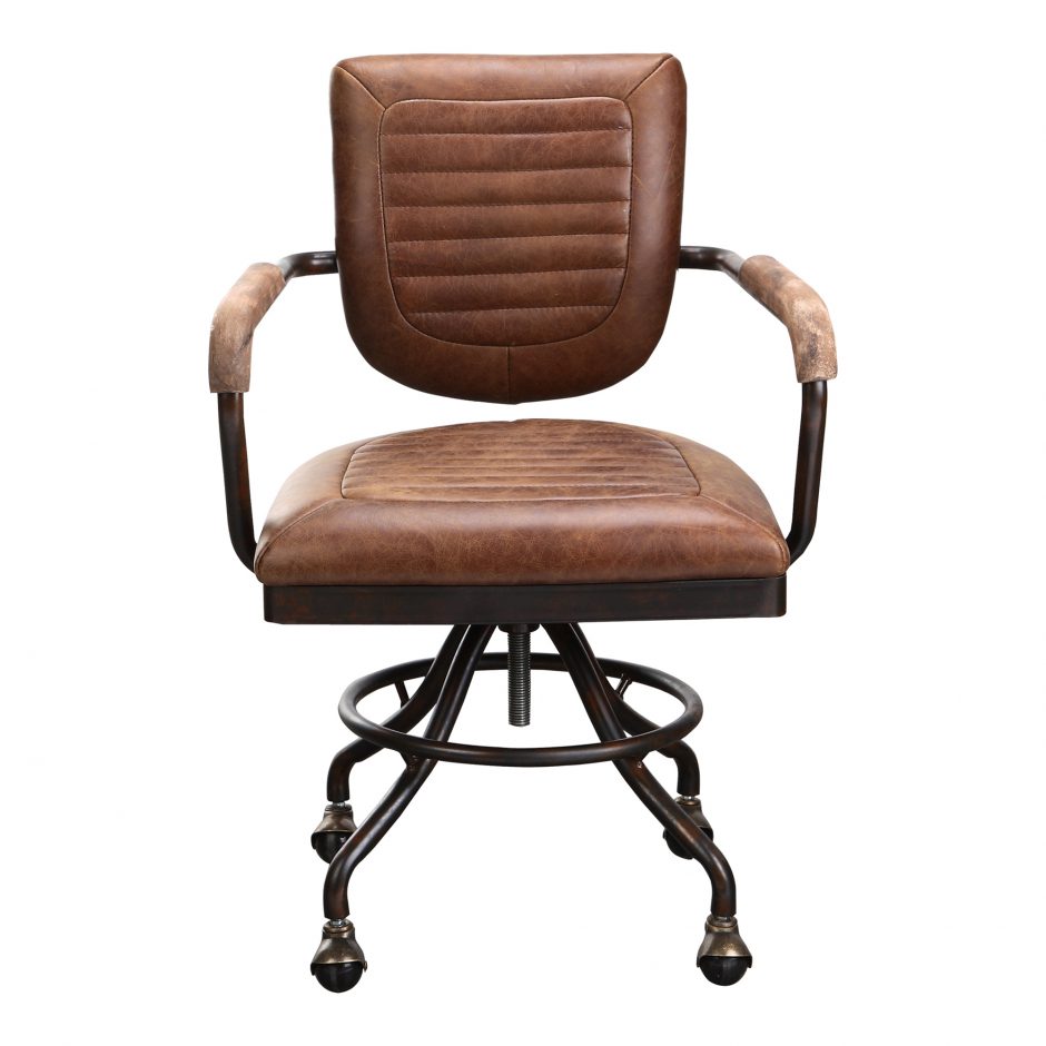 Swivel Desk Chair Con Pana Brown Leather
