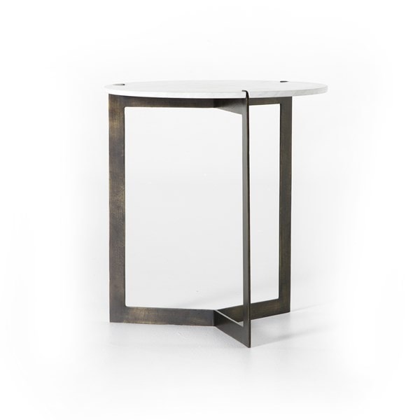 Kiva End Table – Polished White Marble
