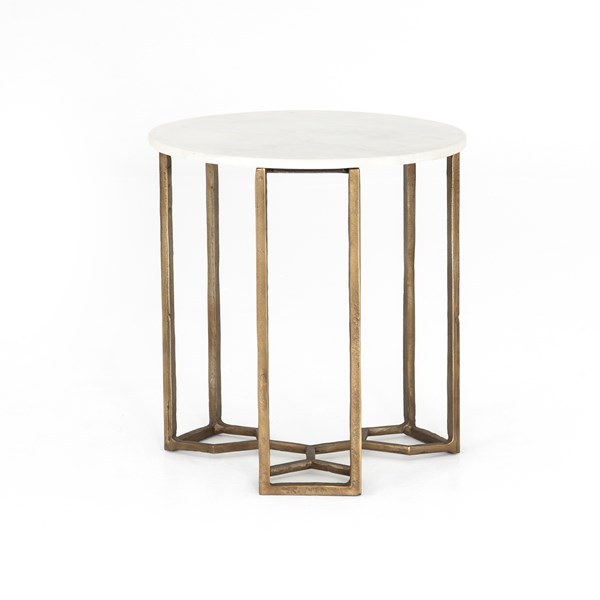 Naomi Marble End Table – Raw Brass